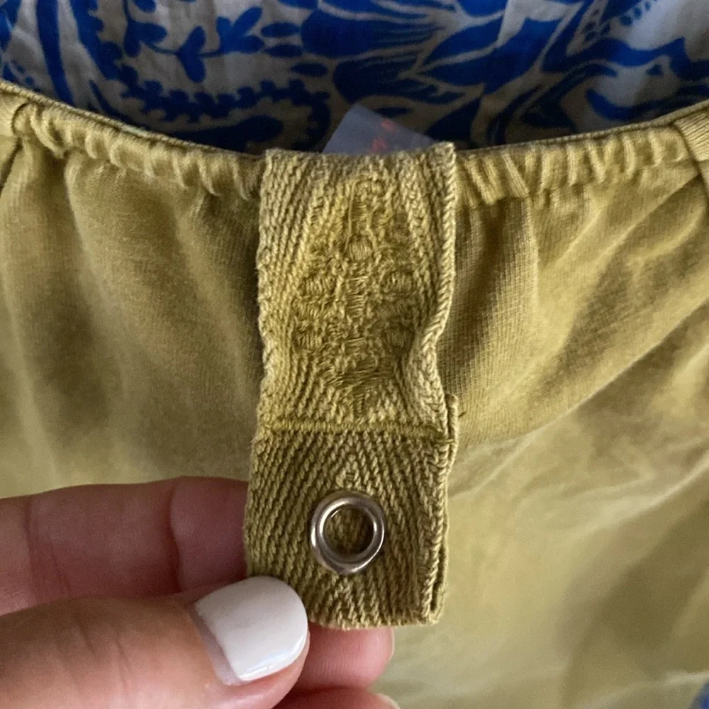 Free People chartreuse button-down jersey top size XS